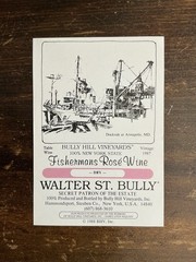 Vintage 1987 Bully Hill Fishermans Rose Wine Label Walter Taylor Art