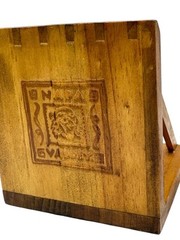 Vtg Napa Valley Wooden Desktop Organizer Set 2 Wine Advertising Logo Dovetail