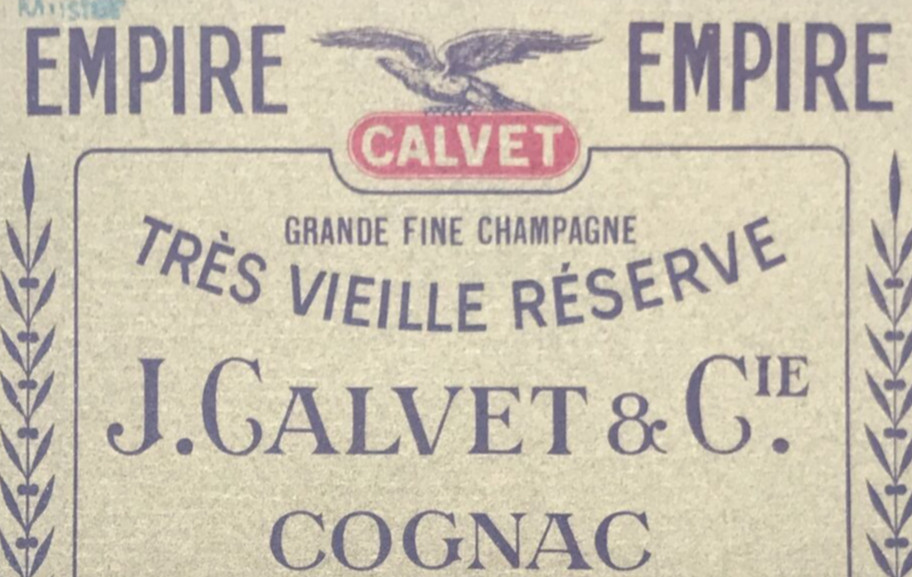VTG J Calvet Empire Tres Vieille Serve Cognac Champagne Wine Bottle Label France