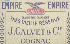 VTG J Calvet Empire Tres Vieille Serve Cognac Champagne Wine Bottle Label France