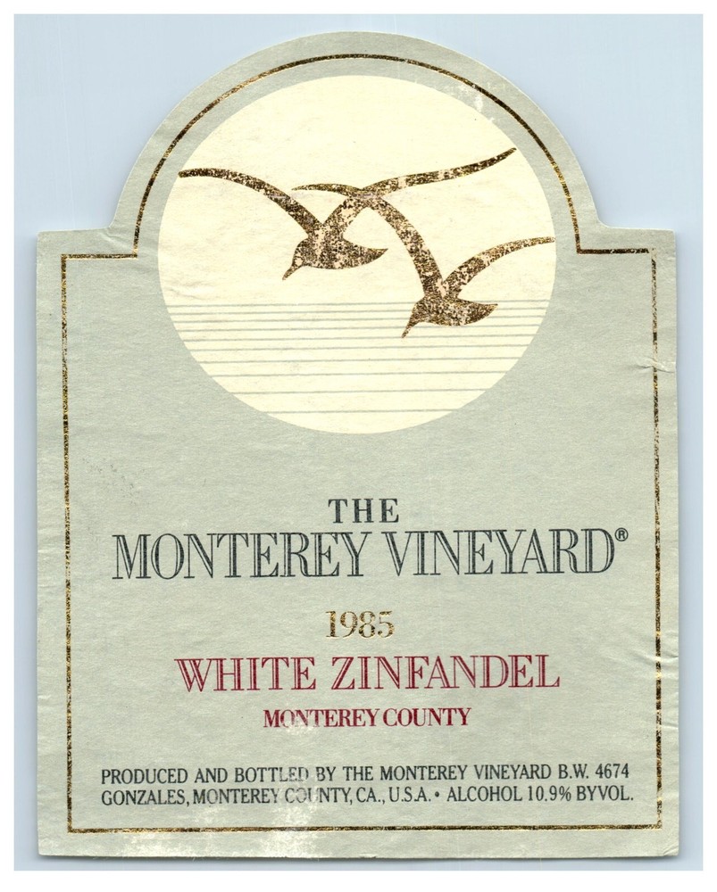 1970&rsquo;s-80&rsquo;s Monterey Vineyard White Zinfandel Wine Label Original S51E