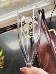 Art Nouveau Perrier Jouet Epoch PJ Champagne Flute France Tan Barware Floral-2