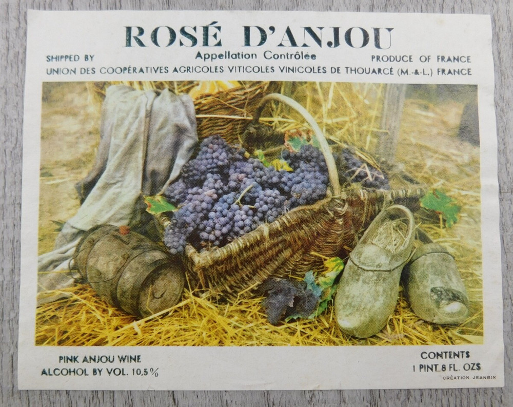 Rose D&rsquo;Anjou Appellation Control France Pink Anjou Vintage Label Winery Wine