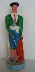 1955 GLASS MATADOR BOTTLE BULLFIGHTER DECANTER DALMAU HERMANOS TARRAGONA SPAIN