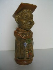 VINTAGE FRIAR BROWN BUST 1761 ON WINE BARREL CASK DECANTER MADE IN ITALY
