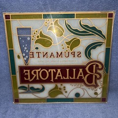VINTAGE 1980’S SPUMANTE BALLATORE WINE STAINED GLASS SIGN 18.5” X 17”