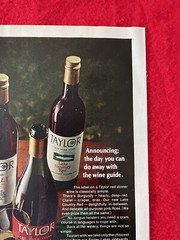 Vintage 1968 Taylor Wine Print Ad Red Dinner Wine Advertisement