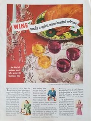 1944 Wine Holiday Taste Red White Wine Glasses Original Ad