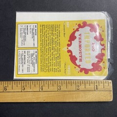 Vintage 1940s Pio Imported Vermouth UNUSED Paper Label Italy w/ Recipes Q1946