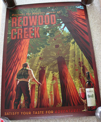 REDWOOD CREEK Wine Poster 18 x 24 Hiker Trees – NEW –