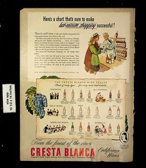1946 Cresta Blanca California Wines Grapes Livermore, CA Vintage Print Ad 24021