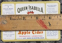 Antique Queen Isabella Apple Cider Label Tustin California Orange County CA NOS