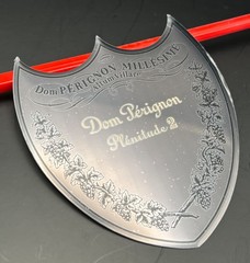 Dom Perignon Champagne P2 Black Metal Shield Label Box Plaque- Engravable – Rare