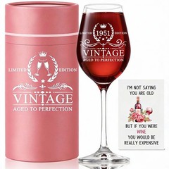 75th Birthday Gifts for Women, 1951 Vintage 18 oz Stemmed Wine Glass, Back in…