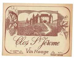 France Old Decorated Wine Label Clos St. Jerome Vin Rouge