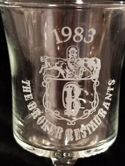 Vintage 1983 – The Broker Restaurants – Wine Glass – White Artwork – 6-1/4&Prime; Tall