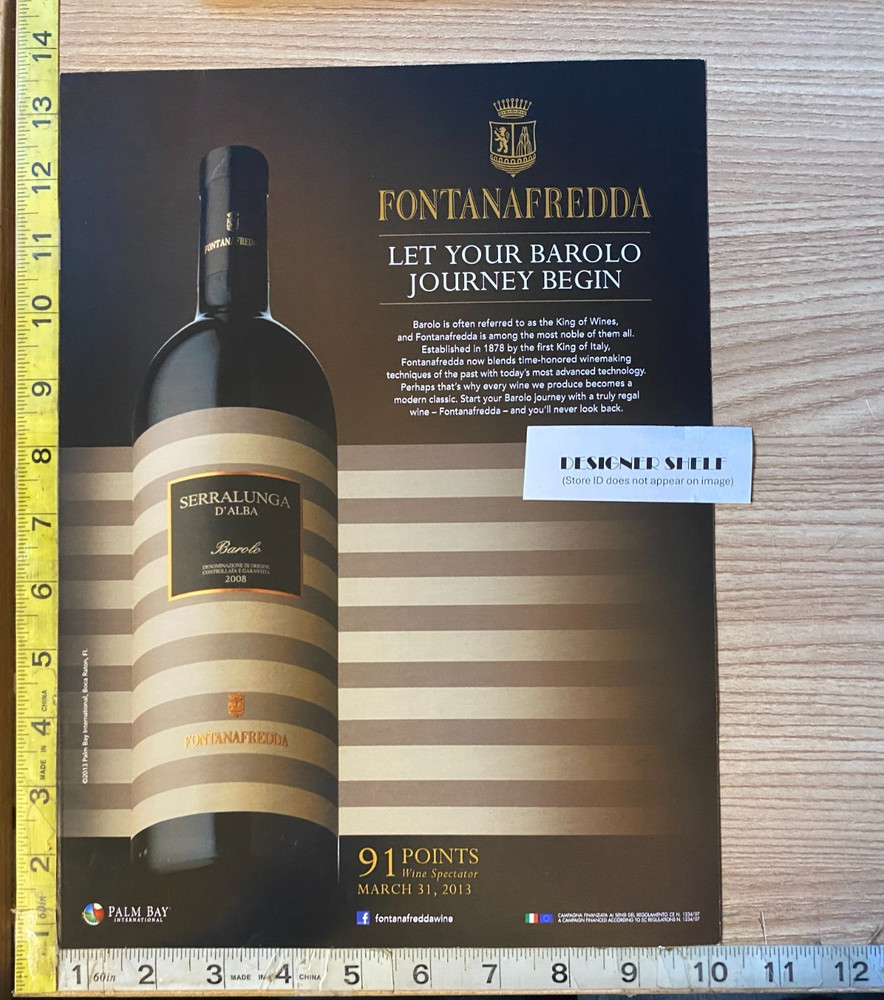 Fontanafredda Serralunga D&rsquo;Alba 2008 Barolo Wines Paper Print Advertisement