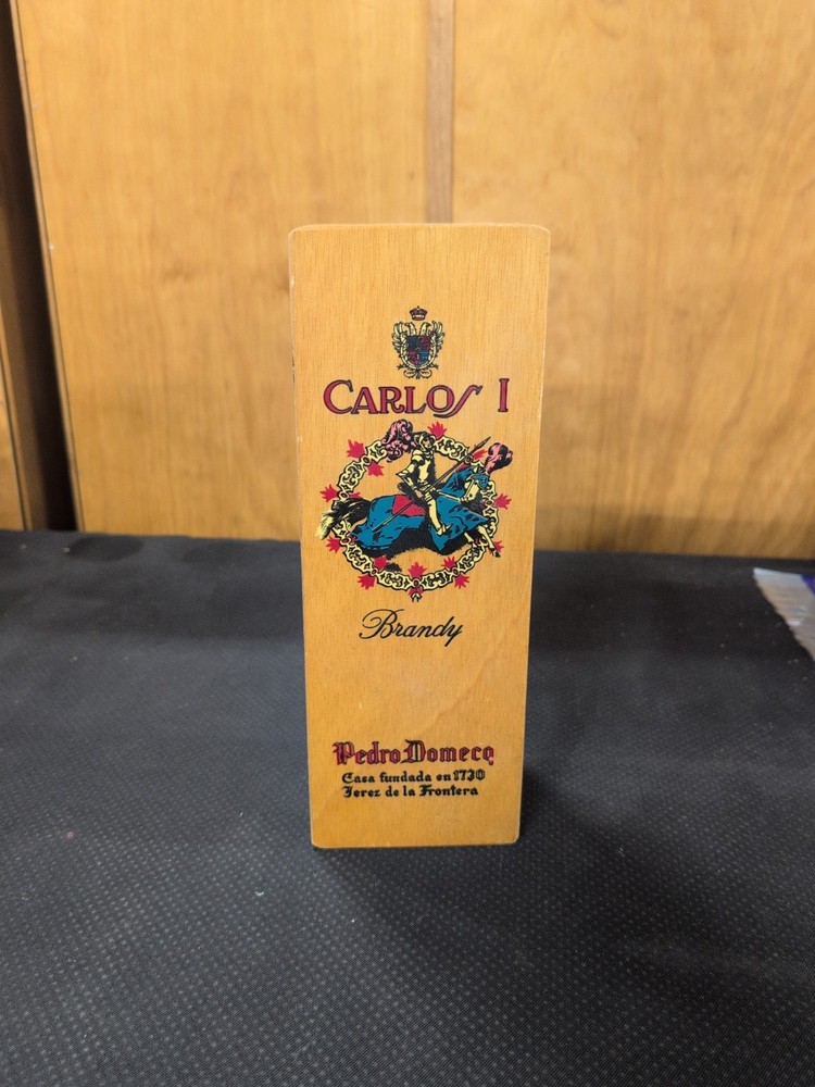 Vntg Carlos I Brandy Wooden Box Pedro Domecq Spain