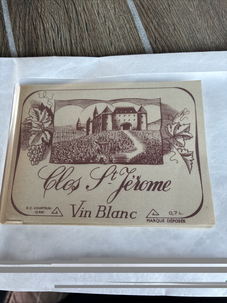 Wholesale Lot 70 Vintage Clos St. Jerome French White Wine Labels