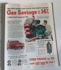 Ad Ford Magazine Ad Gas Savings 1952 Truck Engines