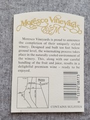 4 Vtg Moresco Vineyards CA Wine Bottle Labels Zinfandel Petite Sirah Chardonnay