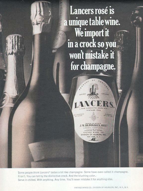 1967 Lancers PRINT AD rosè Vintage Wine in a crock Great Vintage Bar Shop Decor