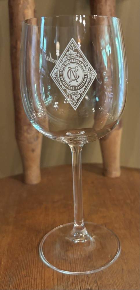 Niebaum Coppola Estate Vineyards & Winery White On Clear Wine Glass 7 3/4” Tall