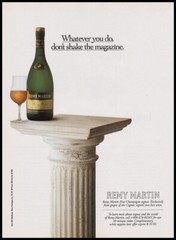 Remy Martin champagne cognac print ad 1995 – glass, bottle on pedestal