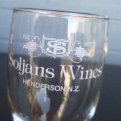 vintage Soljans Wines Winery wine glass Henderson New Zealand