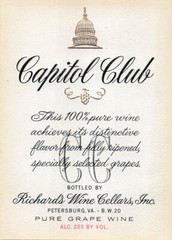 Capitol Club 1940s Vintage Wine Label Richard&rsquo;s Wine Cellars Petersburg VA