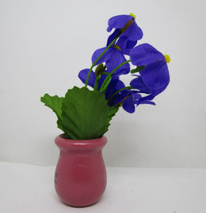 J. Wile & Sons Napa Valley Wines Miniature Clay Planter with Fake Purple Flowers