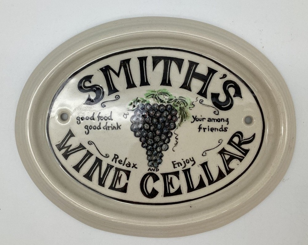 Smith&rsquo;s Wine Cellar Ceramic Plaque Sign Oval New