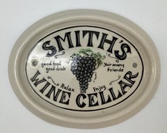Smith&rsquo;s Wine Cellar Ceramic Plaque Sign Oval New