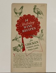 Vintage 14 Holiday Wine Recipes Chicken Turkey Duck California Wine Board
