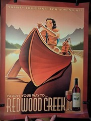 Rare Redwood Creek 18&Prime; x 24&Prime; Wine Art Advertising Poster Paddle Your Way