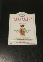 BROLIO RISERVA ~CHIANTI CLASSICO ~BARONE RICASOLI ~ITALIAN WINE BOTTLE LABEL