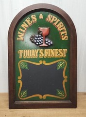 Vtg Large Wine & Spirits Message Board Chalk Menu Board Sign 3D 24 X 16&Prime; Pub Bar