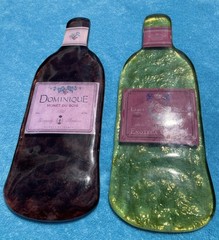 2 Flat Acrylic Wine Bottles Wall Decor Vtg 2003 Leandra Ginevra 12” Tall
