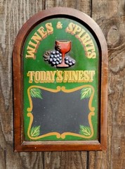 Vtg Large Wine & Spirits Message Board Chalk Menu Board Sign 3D 24 X 16&Prime; Pub Bar