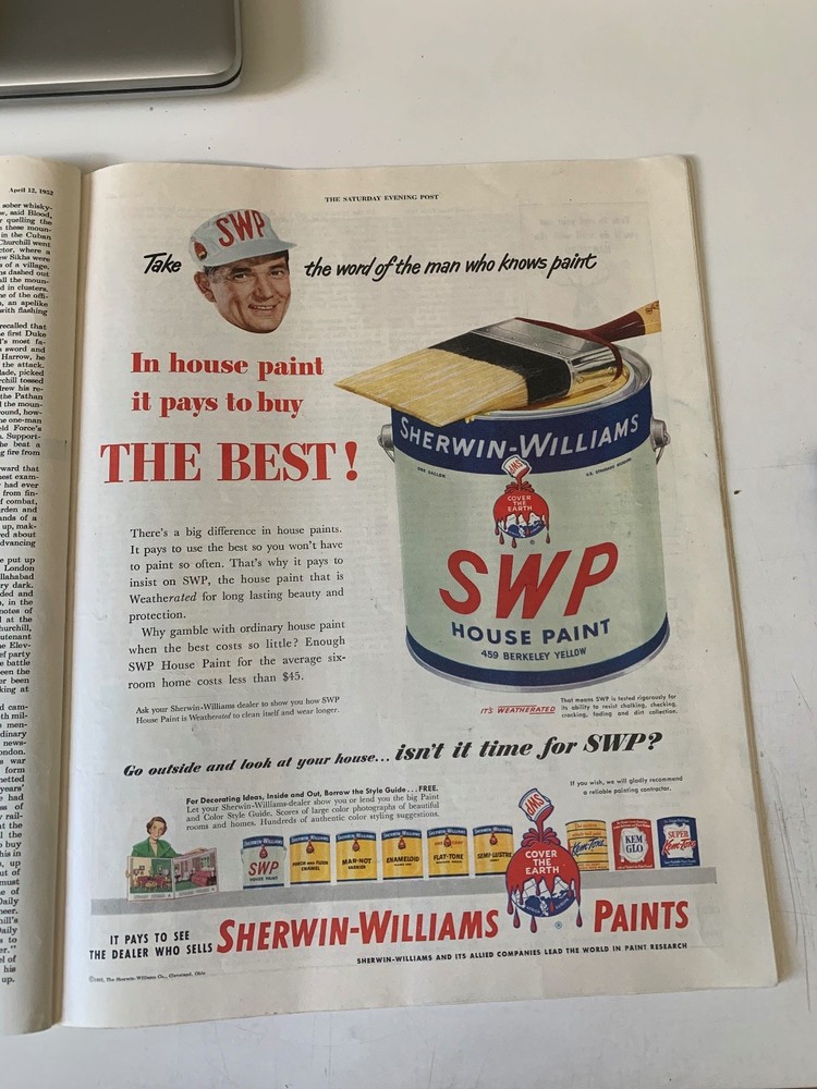 Sherwin-Williams House Paint Magazine Ad SWP Cover the Earth 1952