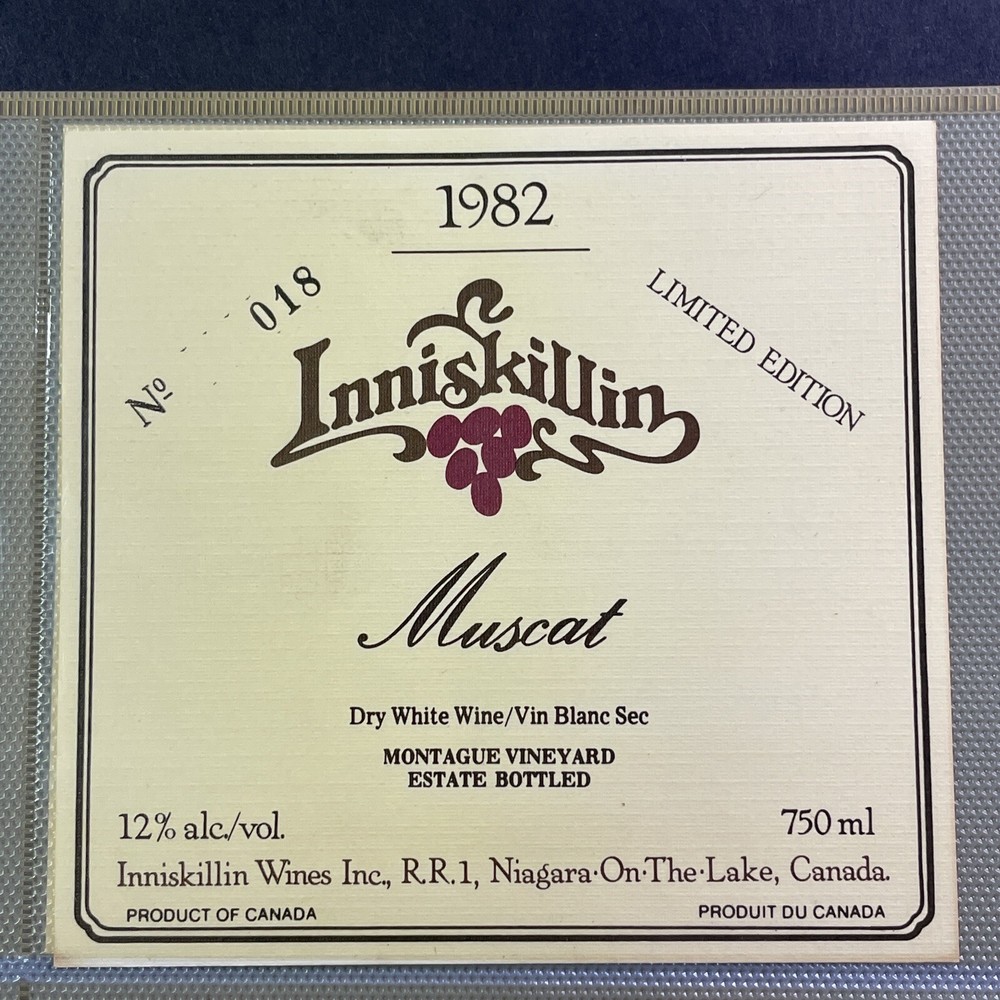 Vintage 1982 Inniskillin Winery Muscat Wine UNUSED Paper Label Niagara Q92