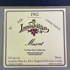 Vintage 1982 Inniskillin Winery Muscat Wine UNUSED Paper Label Niagara Q92