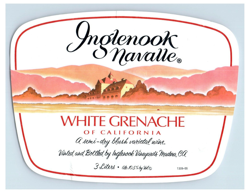Vintage Inglenook Navalle White Grenache Paper Wine Label Original S83E