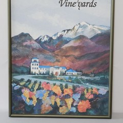 Vtg Pahrump Valley Vineyards Winery Wine Framed Poster Print Norm Brown 24×18
