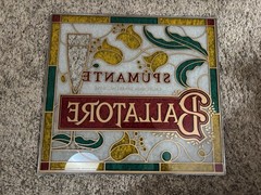 VINTAGE 1980’S SPUMANTE BALLATORE WINE STAINED GLASS SIGN 18.5” X 17”