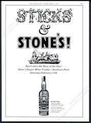 1967 Stone&rsquo;s Original Green Ginger Wine bottle art vintage print ad