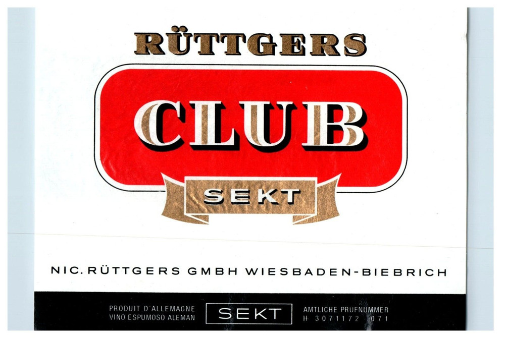 1970&rsquo;s-80&rsquo;s Ruttgers Club Sekt German Wine Label Original S29E