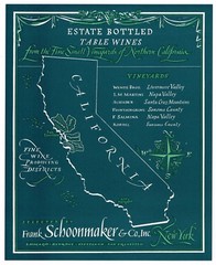 ORIGINAL VINTAGE CALIFORNIA WINE POSTER FRANK SCHOONMAKER NAPA SONOMA C1950 M39