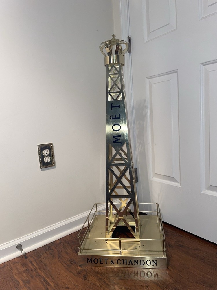 Vtg Moet Chandon Eiffel Tower Replica Gold Champagne Advertise Display Large 40”