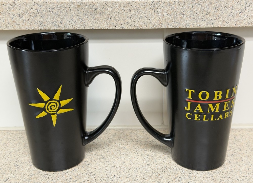 2 Tobin James Cellars Ceramic Coffee Mugs Yellow Sun 6&Prime; Paso Robles California